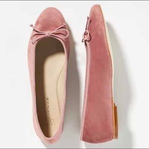 Anthropologie Guilhermina Velvet Ballet Flats Rose Pink 8